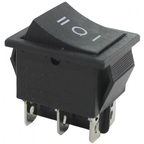 Interrupteur à Bascule Rectangulaire Bleu Avec LED - 12V/230V 16A 3 Positions 6 Broches